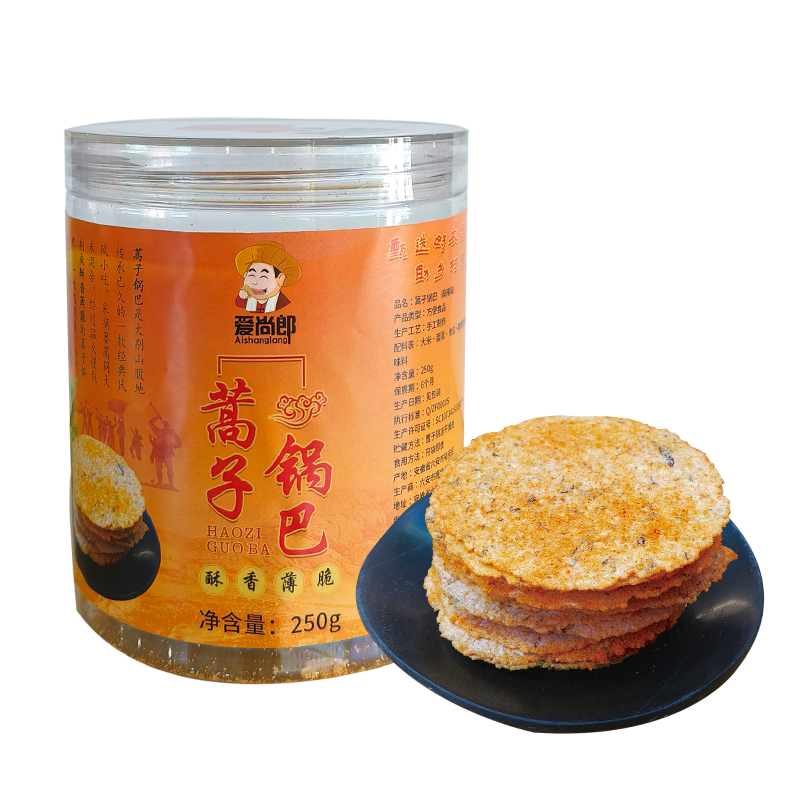 农家手工蒿子锅巴六安特产250g罐装麻辣味