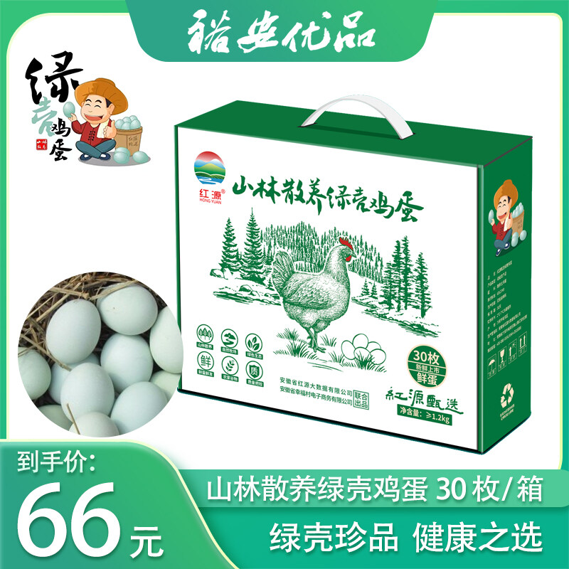 山林散养绿壳鸡蛋30枚/箱鲜蛋鲜发