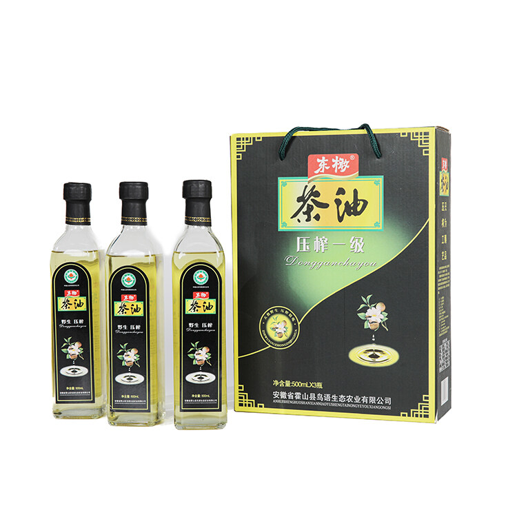 东橄山茶油500ml*3瓶/盒 压榨一级食用油