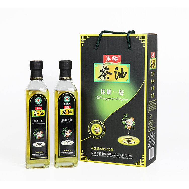 东橄山茶油500ml*2瓶/盒 压榨一级食用油