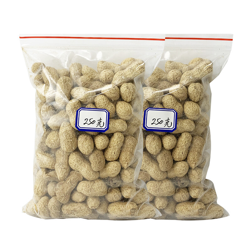 农家铁锅炒花生原味干炒花生带壳250g/袋*2