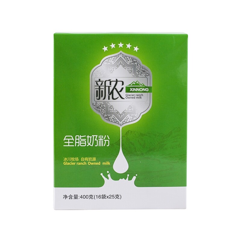 新农400克奶粉盒装25g*16支新疆成人奶粉学生零添加剂全脂奶粉包邮