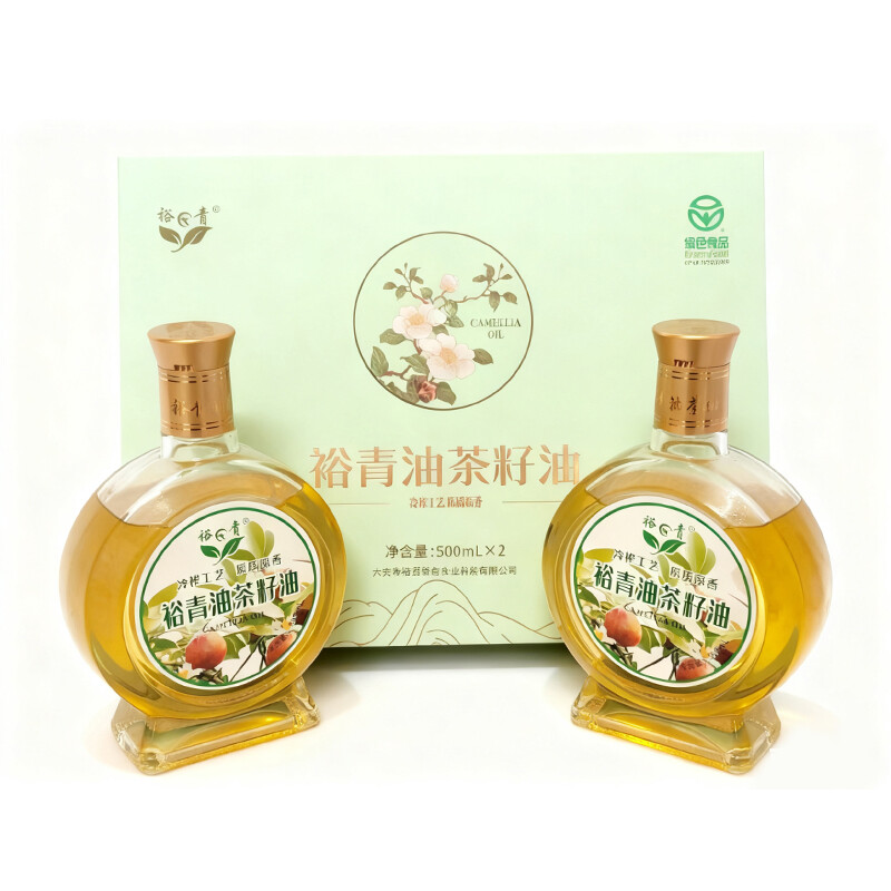 裕青头道一级绿色油茶籽油500ml*2瓶精美礼盒装