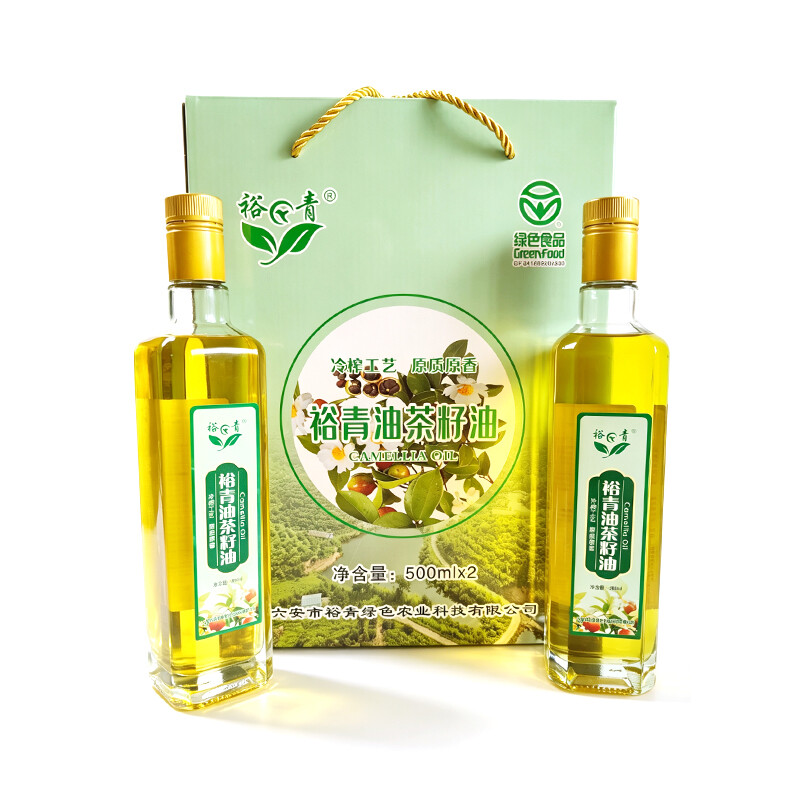 裕青头道一级绿色油茶籽油500ml*2瓶礼盒装
