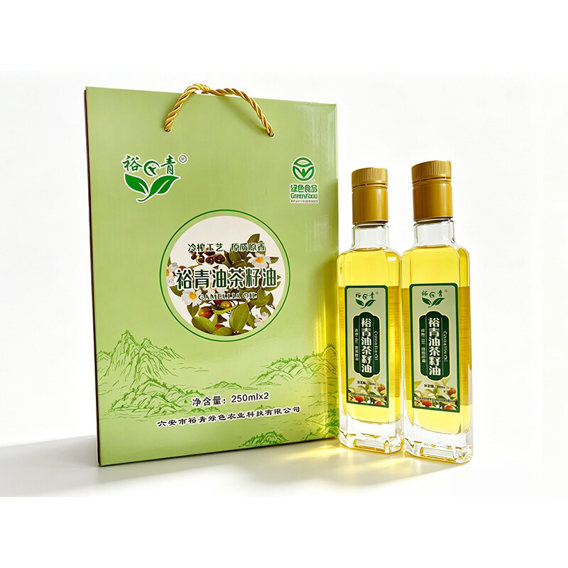 裕青头道一级绿色油茶籽油250ml*2瓶礼盒装